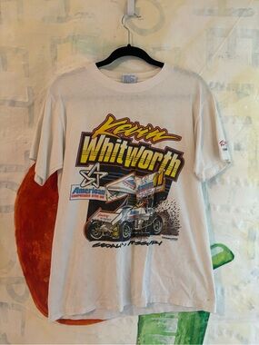 Vintage Single Stitch Kevin Whitworth Sprint Car Graphic Tee - White